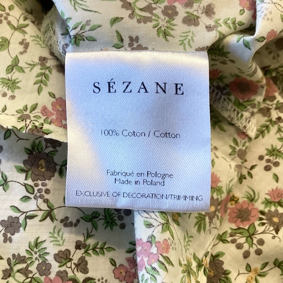Sezane Floral Button Front Shirt - Ecru/Pink/Green - L - Picture 9 of 9